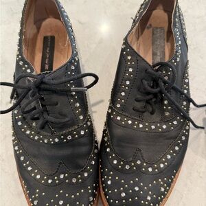 Steve Madden Black and Gold Studded Loafers